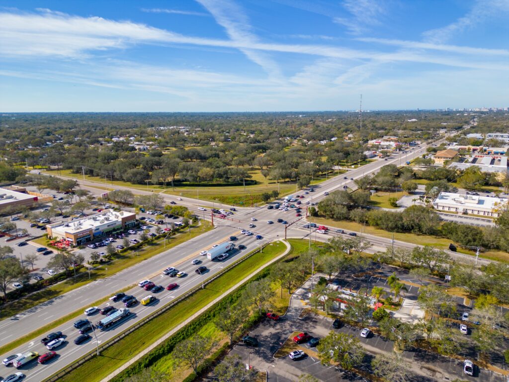 Bird's eye view of a Sarasota intersection
