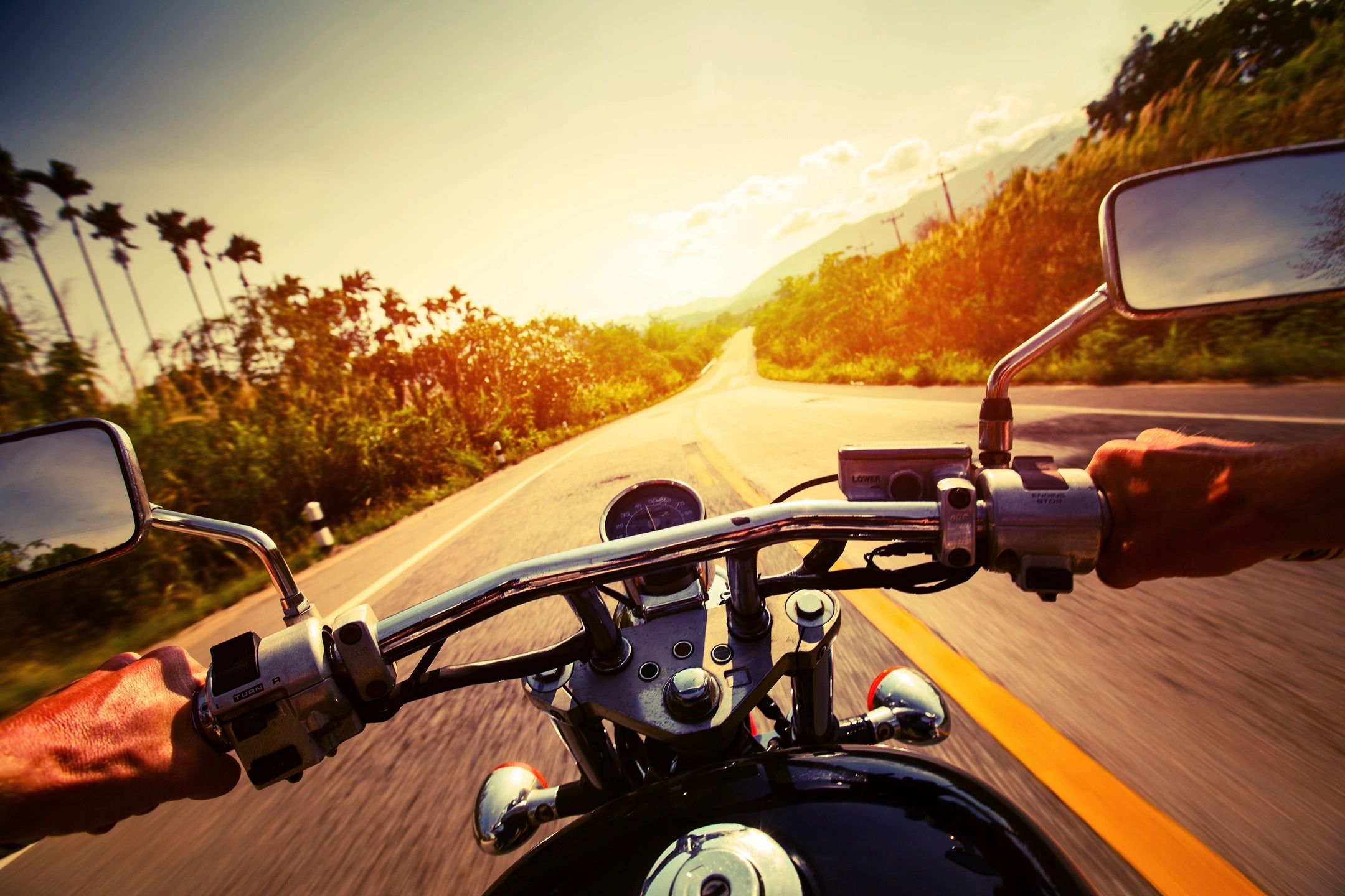 A first person view of a motorcycle ride